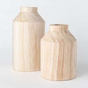 Set of two Studio Mcgee Wooden Vase